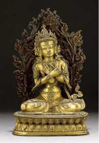 17th/18th Century A Tibetan gilt-copper model of Vajradhara